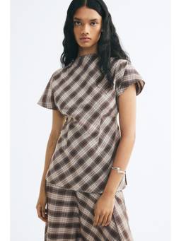 H&M - Women Brown Cap-Sleeved Top