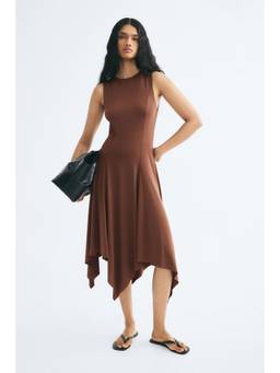 H&M - Women Brown Jersey Handkerchief Dress