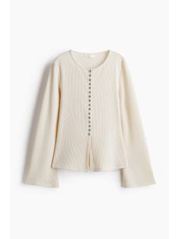 H&M - Women Beige Fitted Rib-Knit Cardigan