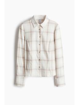 H&M - Women White Fitted Flannel Shirt
