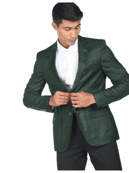 AD By Arvind - Men Dark Green Tartan Check Twill Blazer