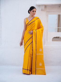 Sacred Weaves - Mustard Sona Roopa Boota Handloom Banarasi Saree