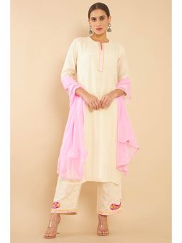 Soch - Women Beige Solid Suit (Set of 3)