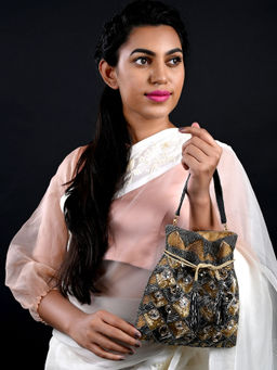 Odette - Multi-Color Heavily Embellished Golden Potli