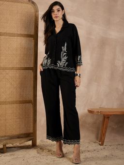 CHETI - Black Women Cotton Dobby Co-Ord Set