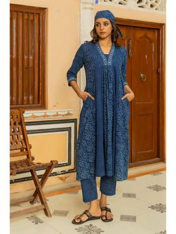 TERHA TAALI - Akola Indigo A-Line Kurta with Pant