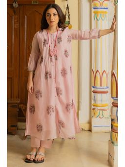 TERHA TAALI - Pastel Pink Chanderi Kurta with Pant