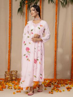 TERHA TAALI - Artistic Hand Painted Kurta with Pant and Dupatta