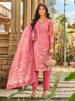 Tansi - Peach Shimmer Kurta with Pant and Dupatta
