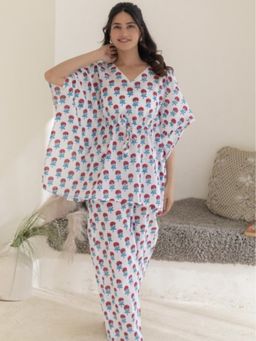 Sooti Syahi - White Azure Hand Block Printed Co-Ord Set