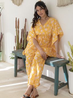 Sooti Syahi - Yellow Azure Hand Block Printed Co-Ord Set