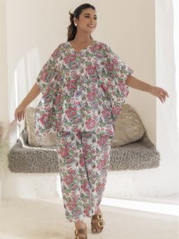 Sooti Syahi - Pink Azure Floral Hand Block Printed Co-Ord Set