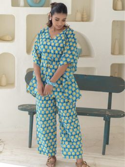Sooti Syahi - Blue Azure Hand Block Printed Co-Ord Set