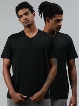 Levi's - Men Ultra-soft Cotton 300 Ls Classic V Neck Solid T-shirt (pack Of 2) Black