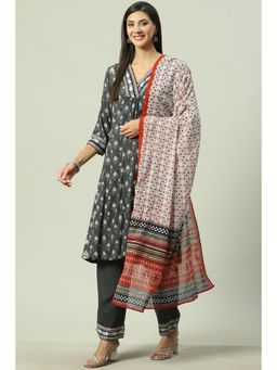 Biba - Grey Printed Palazzo (Set of 3)