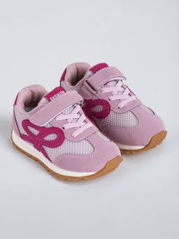 Hopscotch - Pink Mesh Applique Sneakers