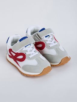 Hopscotch - White Mesh Applique Sneakers