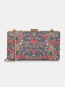 Ritu Kumar - Blue Floral Embroidered Clutch