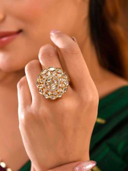 Voylla - Kundan Opulance Rajvadi Ring (Adjustable)