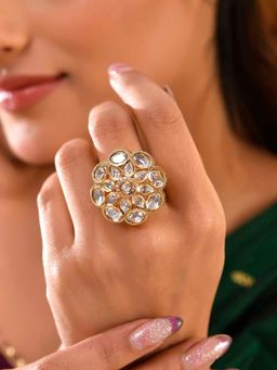 Voylla - Kundan Elegance Chandra's Ring (Adjustable)