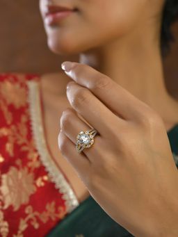 Voylla - Sparkling Elegance Astra American Diamond Ring (Adjustable)