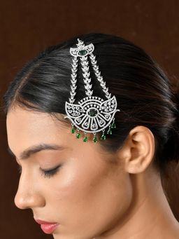 Voylla - Sparkling Elegance Noor-E-Zevar American Diamond Passa Maang Tikka