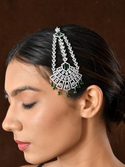 Voylla - Sparkling Elegance Zehra-E-Zamrud American Diamond Passa Maang Tikka
