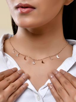 Voylla - Sparkling Elegance Crescent Dream Charm Necklace