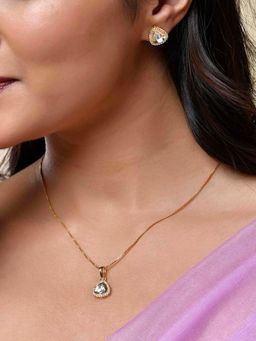 Voylla - Sparkling Elegance Celestial Gold American Diamond Neacklace Set