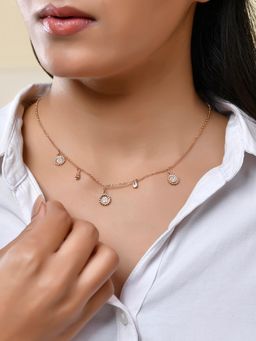 Voylla - Sparkling Elegance Wildflower Charm Rose Gold Necklace