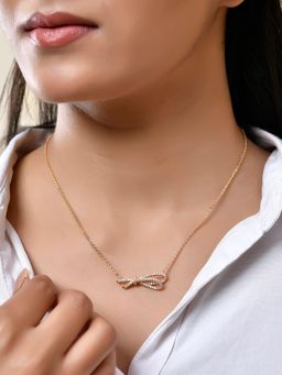 Voylla - Sparkling Elegance Ribbon Of Love Gold Necklace