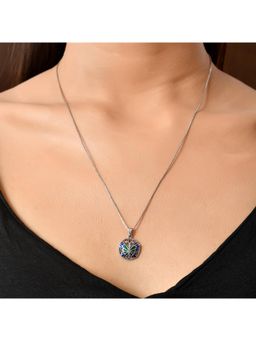 Voylla - Tropical Wildlife Vibrant Butterfly Sterling Silver Neacklace