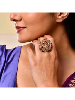 Voylla - Gold Opulence Devi Mandala Ring (Adjustable) for Women
