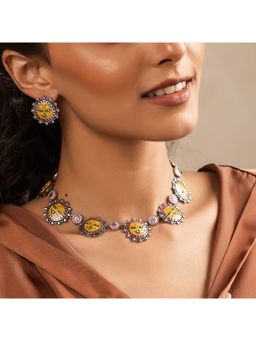 Voylla - Madhubani Surya Sutra Oxidised Enamel Necklace Set