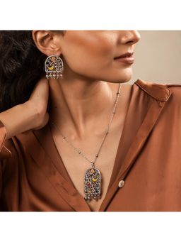 Voylla - Madhubani Pakhi Oxidised Enamel Neacklace Set