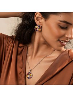 Voylla - Madhubani Madhur Matsya Oxidised Enamel Neacklace Set