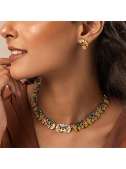 Voylla - Madhubani Kamala Katha Oxidised Enamel Necklace Set
