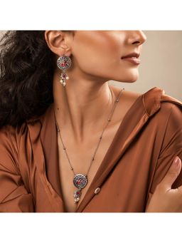 Voylla - Madhubani Pakhi Phool Oxidised Enamel Neacklace Set