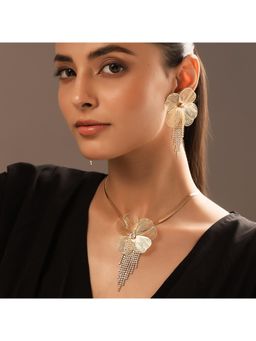 Voylla - Blume Golden Bloom Cascade Statement Neacklace Set