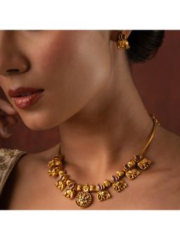 Voylla - Gold Elegance Gajamukhi Necklace Set