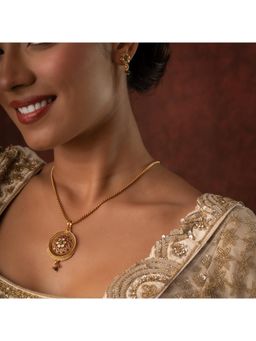 Voylla - Gold Elegance Antique Floral Charm Neacklace Set