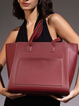 ZAMANA - Women The Solid Red Tote Bag