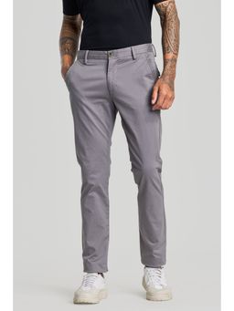 Snitch - Grey Solid Slim Fit Chinos