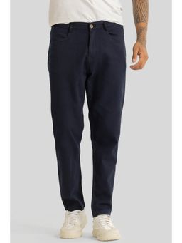 Snitch - Camille Navy Blue Solid Relaxed Fit Trouser