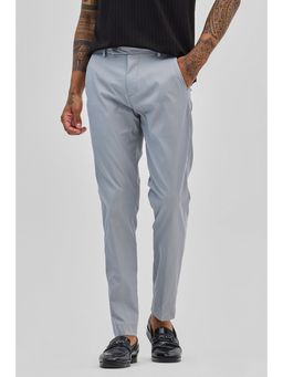 Snitch - Light Grey Solid Slim Fit Chinos