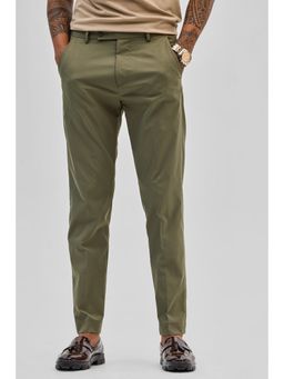 Snitch - Olive Solid Slim Fit Chinos