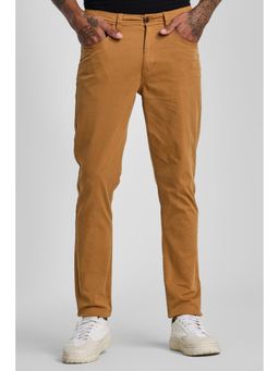 Snitch - Brown Solid Slim Fit Chinos