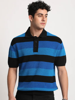 The Bear House - Men Multi Striped Slim Fit Polo T-Shirt