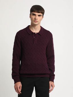 The Bear House - Men Purple Regular Fit Polo T-shirt