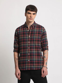 The Bear House - Men Multi Checked Slim Fit Cotton Casual Shirt
